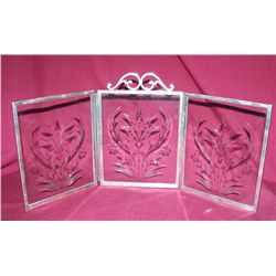 Carved Glass Screen with Sterling Frame