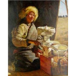 Large Jie Wei Zhou Oil on Canvas