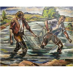 Large Alfred Wands Oil Painting