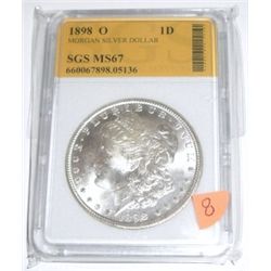 1898-O Morgan Silver Dollar *RARE CERTIFIED MS-67 by SGS*!! Serial # 660067898.05136.