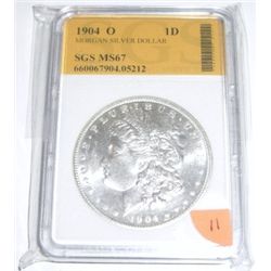 1904-O Morgan Silver Dollar *RARE CERTIFIED MS-67 by SGS*!! Serial # 660067904.05212.