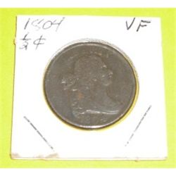 1804 1/2 Cent *RARE PLAIN 4-STEMLESS WREATH VERY FINE GRADE*!!!