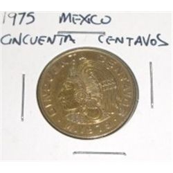 1975 Mexico Cincuenta Centavos Gold Coin!! Coin weighs .229 ozs or 6.49 Grams. It looks to be Gold,