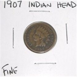 1907 Indian Head Penny *FINE GRADE NICE COIN*!!!