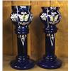 Image 1 : A pair of Bristol blue glass vases with appli