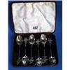 Image 1 : A decorative set of six Silver teaspoons.