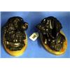 Image 1 : A pair of Bronze dog heads mounted on an Onyx