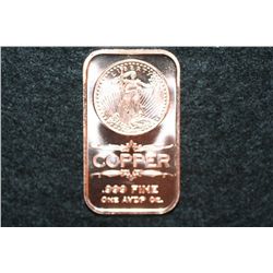 2012 Copper Ingot, .999 fine 1 oz.