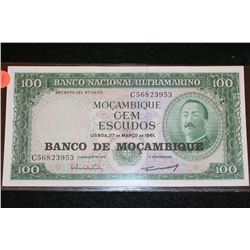Foreign Bank Note, 1961 Banco De Mocambique 100 Cem Escudos