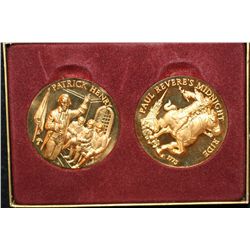Patrick Henry & Paul Revere's Midnight Ride 24K Gold Plated Bronze medals