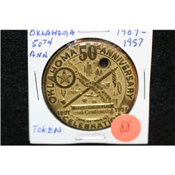 1957 Oklahoma Semi-Centennial 50th Anniversary "Good Luck" token