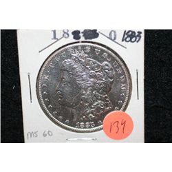1883-O Silver Morgan $1, MS60