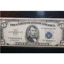 1953-A US Silver Certificate $5, Blue Seal, #F70874493A
