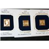 Image 1 : 22K First Day Issue Gold Replica stamp w/stamps, various dates, lot of 3