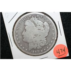 1892-S Silver Morgan $1, G