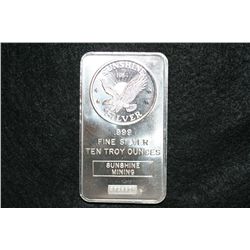 1984 Sunshine Mining Bullion, .999 fine 10 oz.