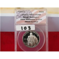 ANACS-Proof 1982-S Silver Half-Dollar George Washington 250th Birth Commemorative