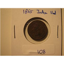 1865 Indian Head One cent coin