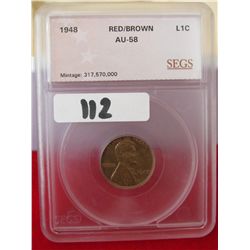 1948 Lincoln Cent Au-58 Red/Brown