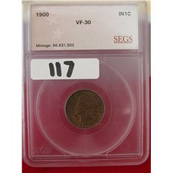 1900 Slabbed and Graded Indian Head