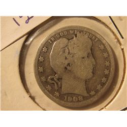 1908 -D Barber Quarter