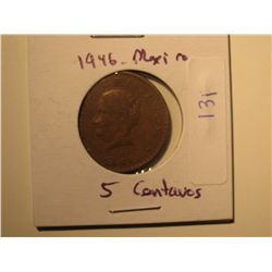 1946 Mexico 5 Centravos Coin