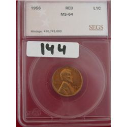 1956 Lincoln Cent MS-64 Red