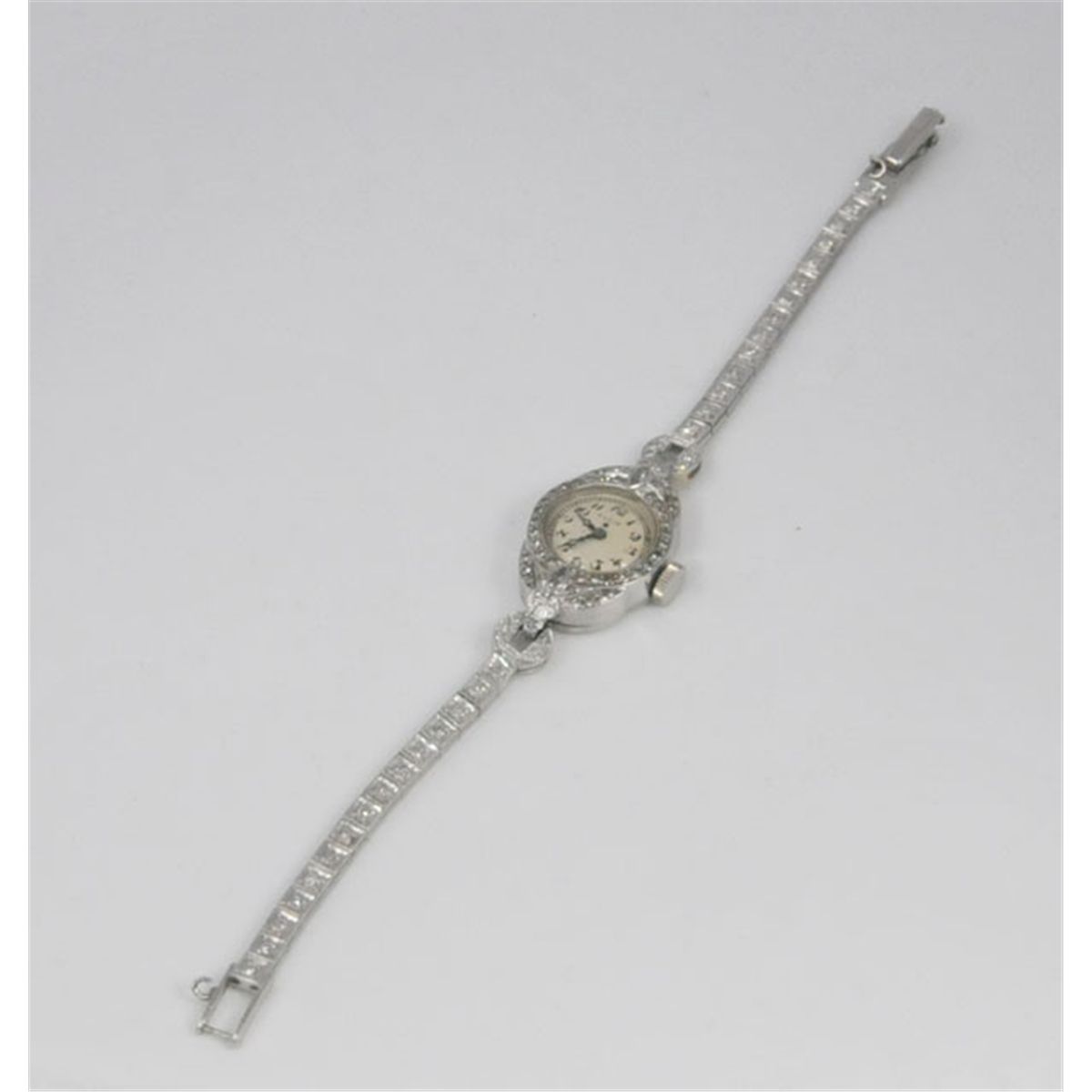 Ladies Elgin Platinum Diamond Wrist Watch