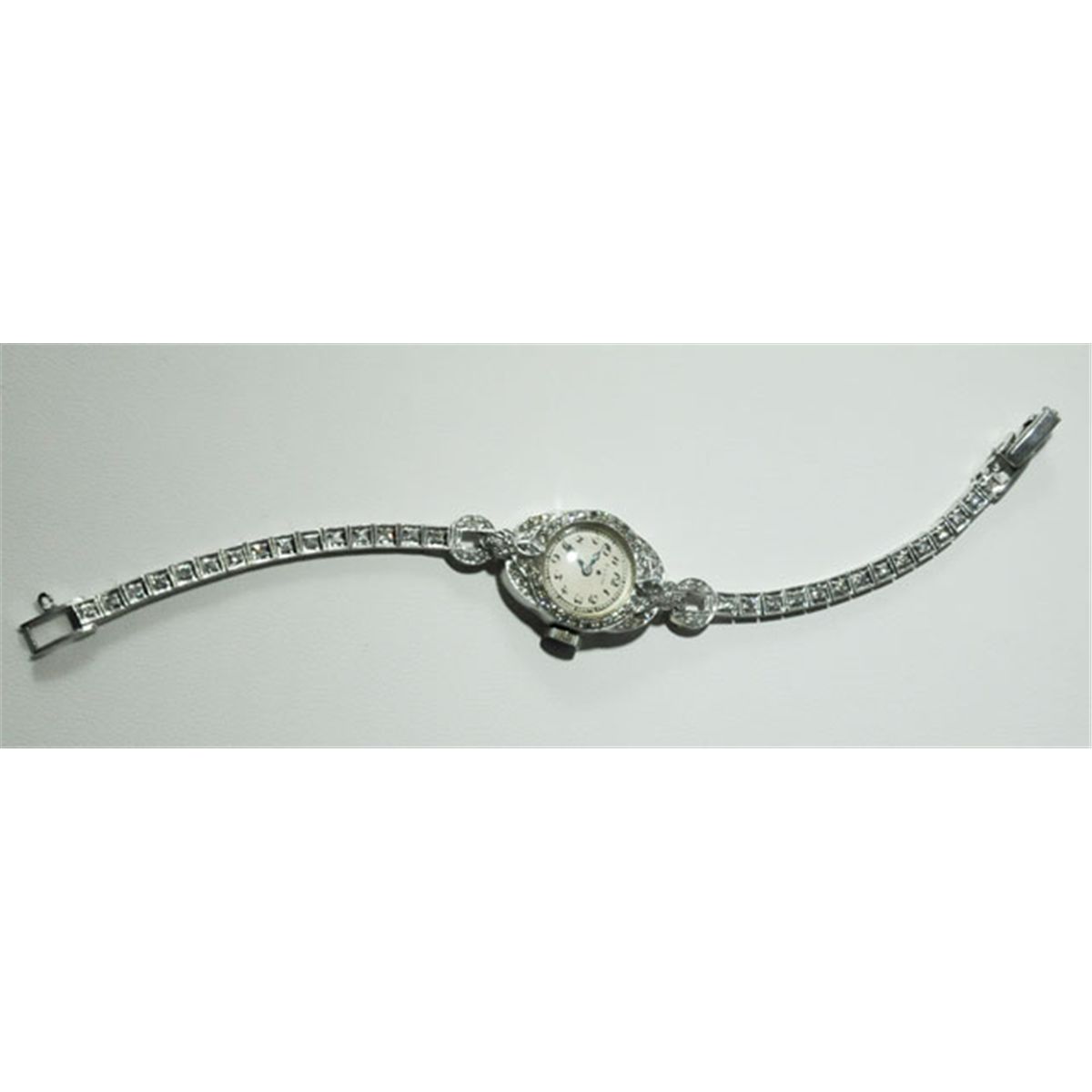Ladies Elgin platinum & diamond wrist watch