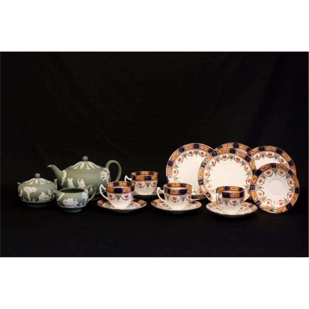 Green Wedgwood Jasperware tea set