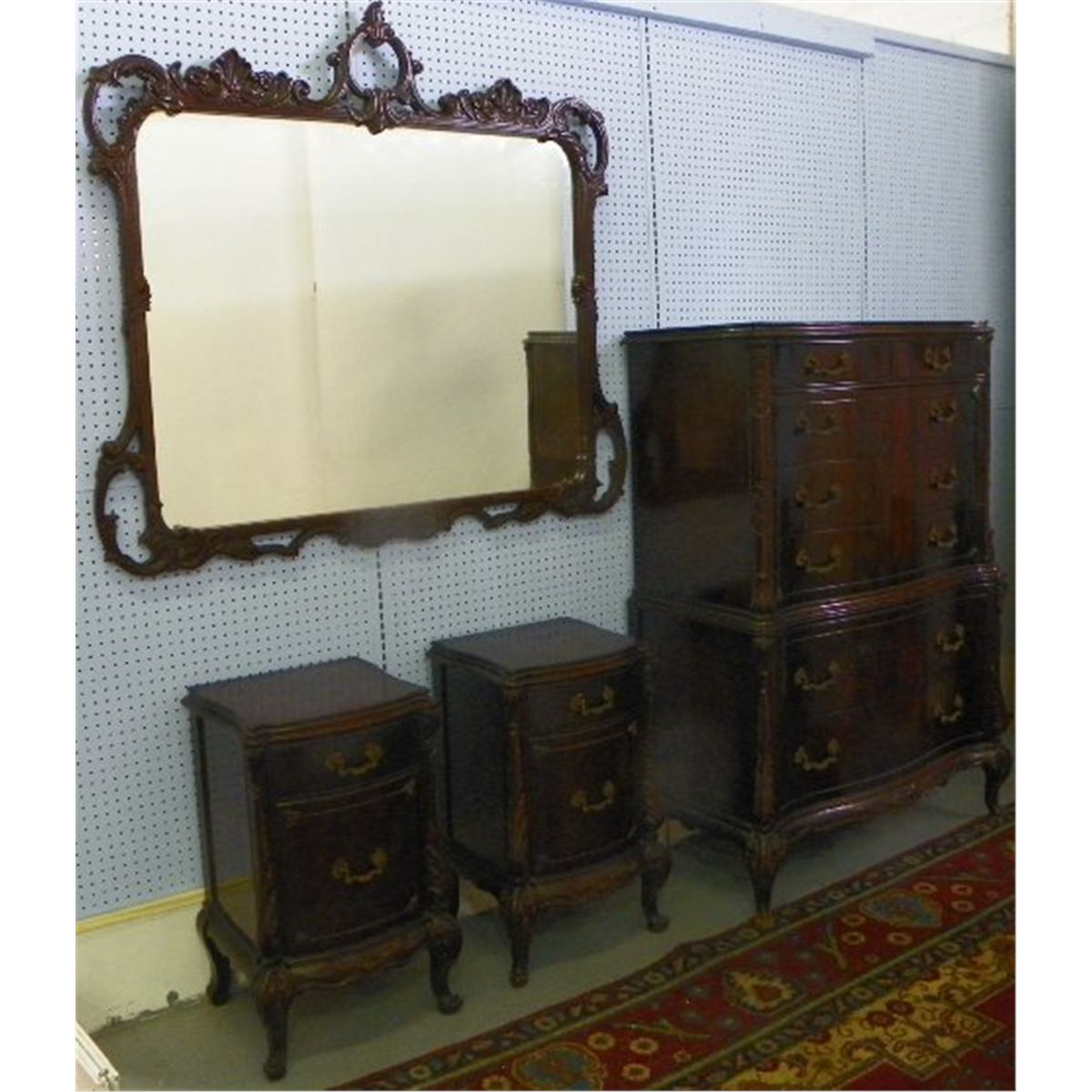 Carved Mahogany Bedroom Set Ca 1940 S