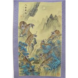 Scroll with  Hundred Tiger  motif