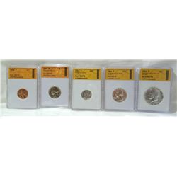 1964 Complete Set 1c,5c,10c,25c, and 50c SGS MS70