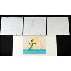 Batman & Robin Orig Animation Production Cel w/ Drawing