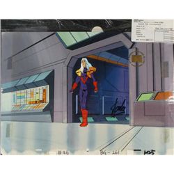X-MEN Original Animation Background Signed Stan Lee Cel