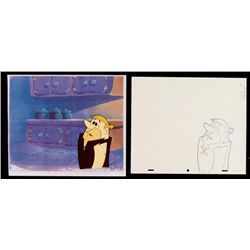 Barney Original Animation Cel Flintstones Drawing Uh-Oh