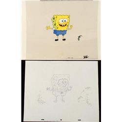 SpongeBob Original Production Cel & Drawing w/ Plankton