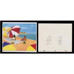 Bam Bam Pebbles Original Cel Cheerful Drawing Animation