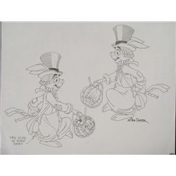 Original Signed Mike Royer Drawing Rabbit Animation Art