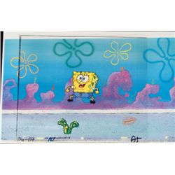 Orig SpongeBob Animation Cel & Background Jumping Up