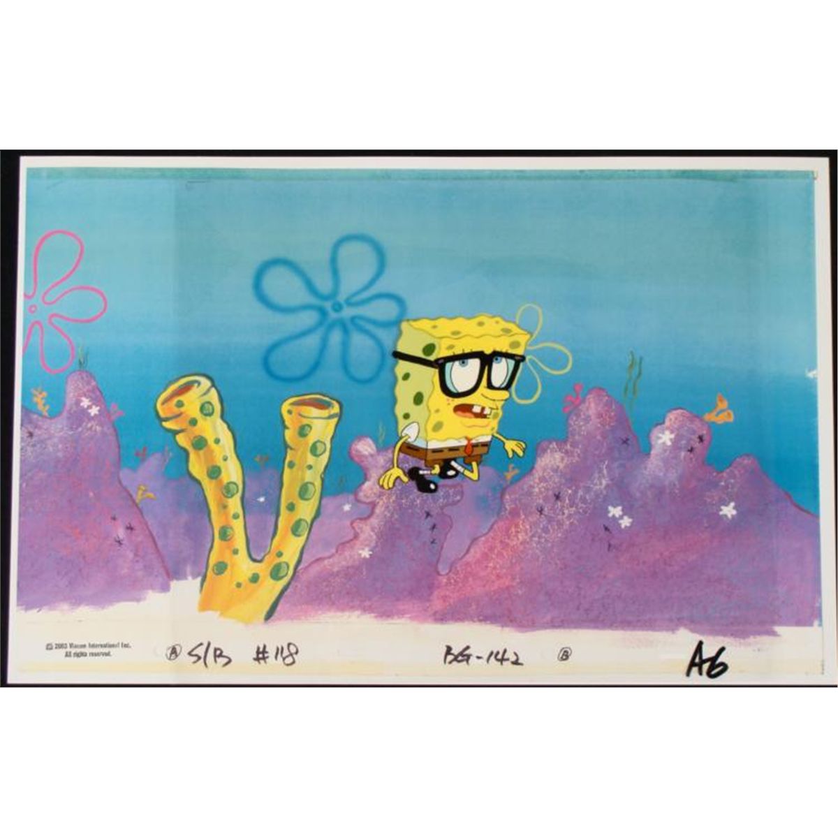 Original Spongebob Animation Cel Background Glasses