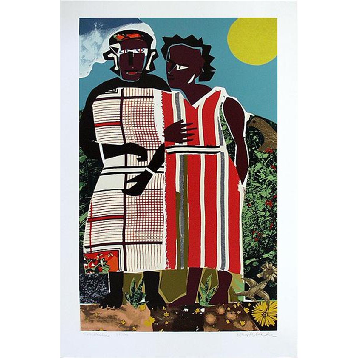 Romare Bearden Two Women Signed Numbered Serigraph