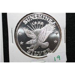 1992 Sunshine Silver Mining, .999 fine 1 oz.