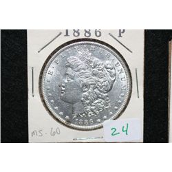1886 Silver Morgan $1,  MS60