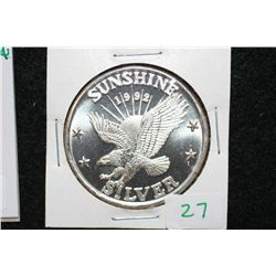 1992 Sunshine Silver Mining, .999 fine 1 oz.