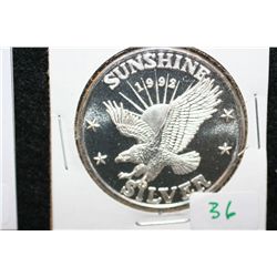 1992 Sunshine Silver Mining, .999 fine 1 oz.