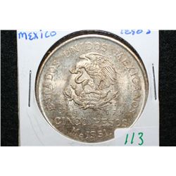 1951 Mexico 5 Pesos coin ley .720