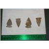 Image 1 : Small Vintage Indian Arrowhead, lot of 4 in display case
