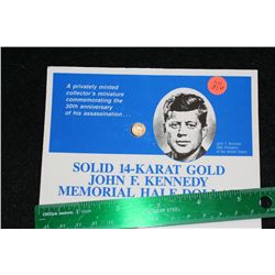 14K Gold Miniature Kennedy Memorial half dollar