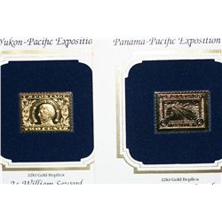 22K Gold Replica Stamp w/stamps, various dates, lot of 3